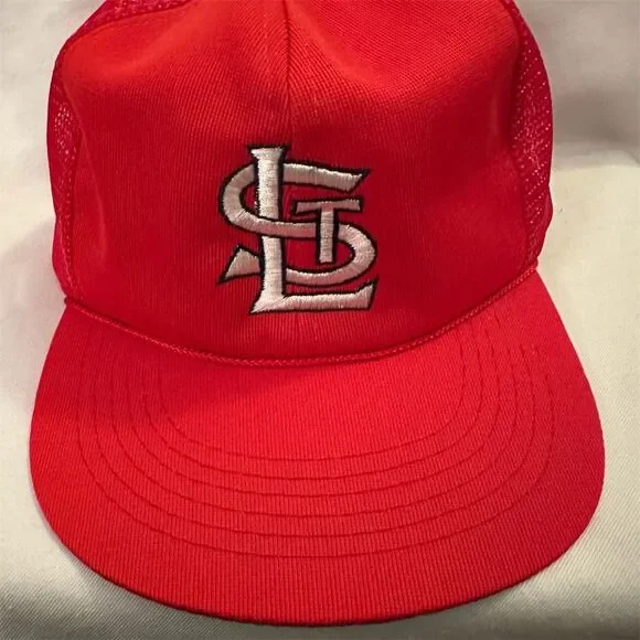 Vintage 90s St. Louis Cardinals Snapback Trucker Hat Red MLB Baseball - Picture 1 of 3